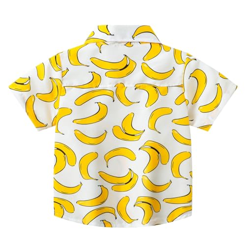 Boys Girls Hawaii Shirt Cool Summer Casual Blouse Short Sleeve Button Down Tops Shirt Cute Top for Kids (Yellow, 6-7 Years)3