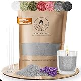 COMFORDER Kerzensand mit Duft und Docht, Aroma Kerzenwachs Granulat, Kerzen selber machen Set, 400g Sandkerzen Wachsgranulat + 4 Kerzendochte (Grau, Lavendel)
