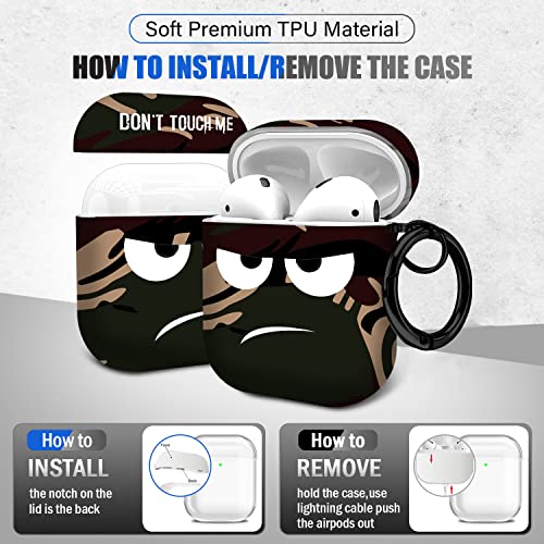Image of for Airpods Case, Don't Touch Me for Airpods Cover with Keychain /Lanyard Soft Cute Shockproof Cover for Women Men Compatible with for Airpods 2 /1 Charging Case,Brown