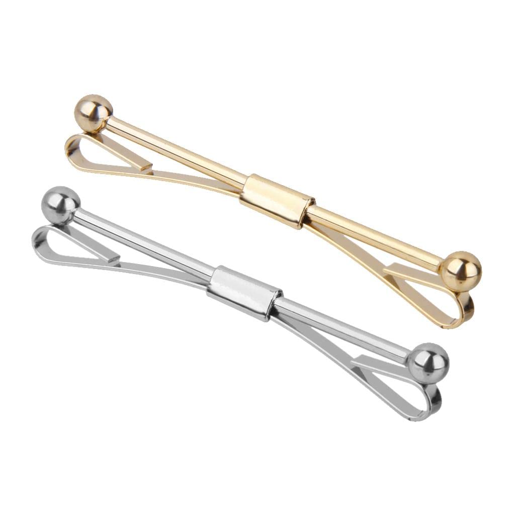 elbme 2 Piece Necktie Shirt Tie Collar Pin Tie Clip Clasp Bar Brooch Men Accessory-picture-36