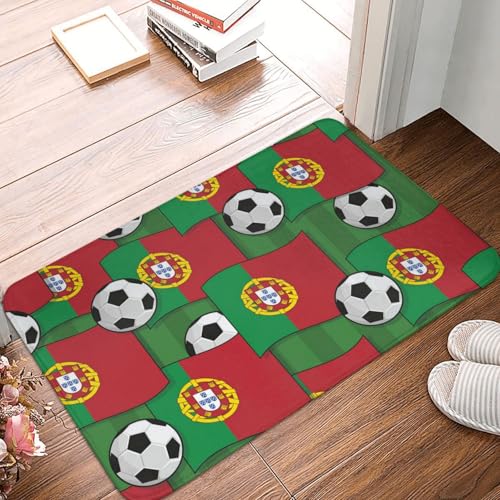 KWQDOZF Tapete con diseño de fútbol de Portugal, tapete de Bienvenida para Interiores y Exteriores de 16 x 24 Pulgadas