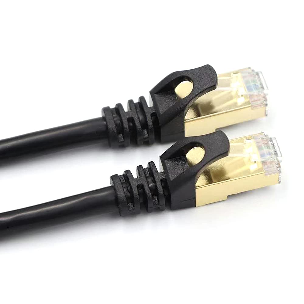 Cat7 Ethernet Cable 10Gs 600Mhz/Shielded Twisted Pairs//26AWG Oxy-free Copper Cores/Gold Plated RJ45 Interface Black 10m