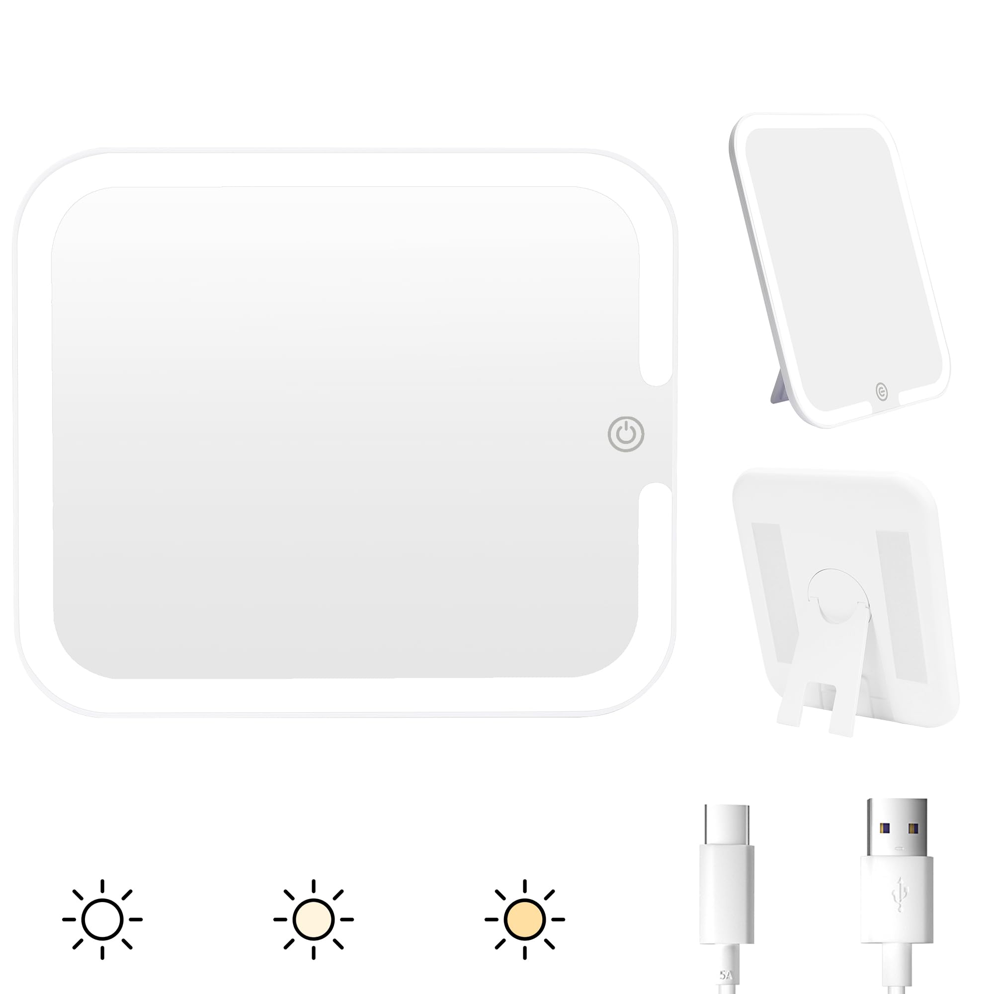 Relavel Makeup Mirror with Lights, LED Mirror Replacement for Makeup Bag, Replace Lighted Vanity Mirror Without Stand, 3 Color Lights and Brightness Adjustable-image-38