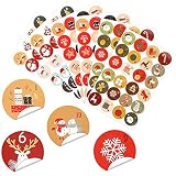 Containlol 6 Pièces Autocollant Calendrier de l'Avent Noël Autocollants de Compte à Rebours de Noël 1-24 Numéro Autocollants de Dessin Animé Flocon de Neige Wapiti Autocollants Etiquettes Colorées