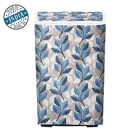 Image of Polyester Top Load Washing Machine Cover With Zip Enclosure Suitable For 5kg to 8kg (Color-Leaf Blue, Size-23x23x35 Inche)