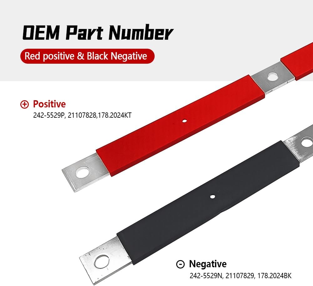 Battery Bar Terminal Block Fit for Volvo VN VNL VNM, Positive and Negative Semi Truck Battery Terminals, Replace for 242-5529, Pack of 2 (Red and Black)