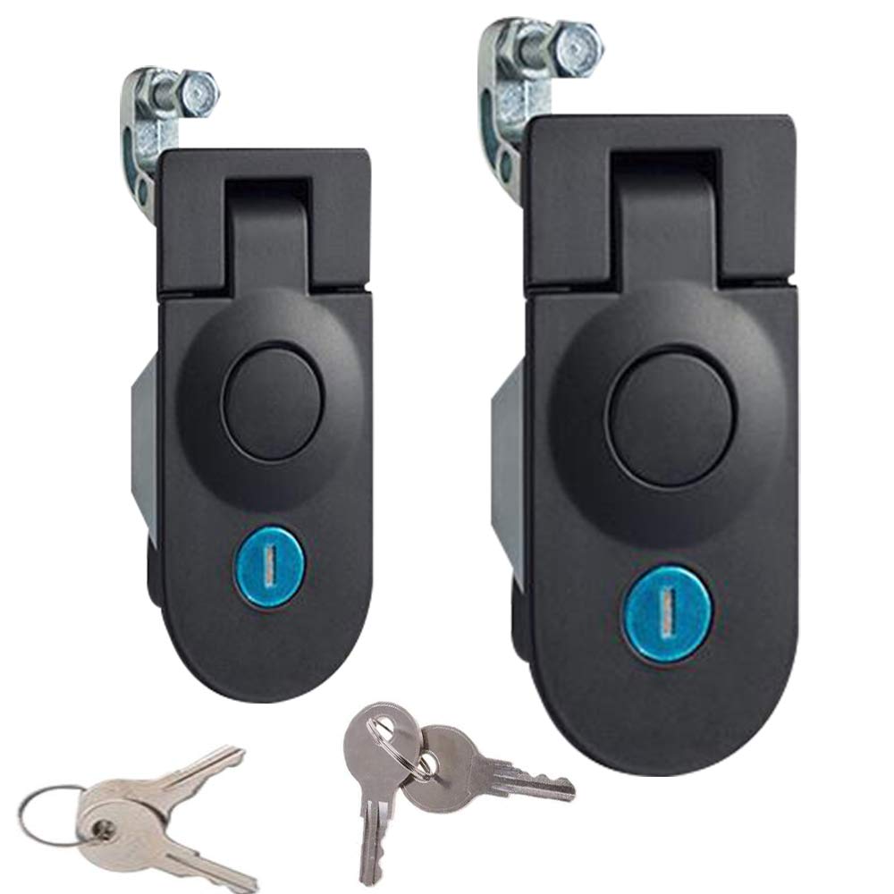 2Piece Powder Coated Zinc Alloy Sealed Adjustable Lever Hand Operated Compression Latch, Key Locking, 4.3x2.0inch,Black
