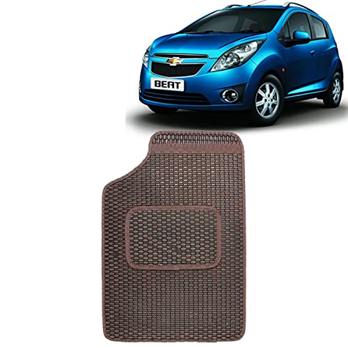 Image of Kingsway Dotted Design Car Floor Foot Mats Universal Fit for Chevrolet Beat, Model Year : 2009-2017, Water and Dustproof, Color Brown, Set of 5 Pieces
