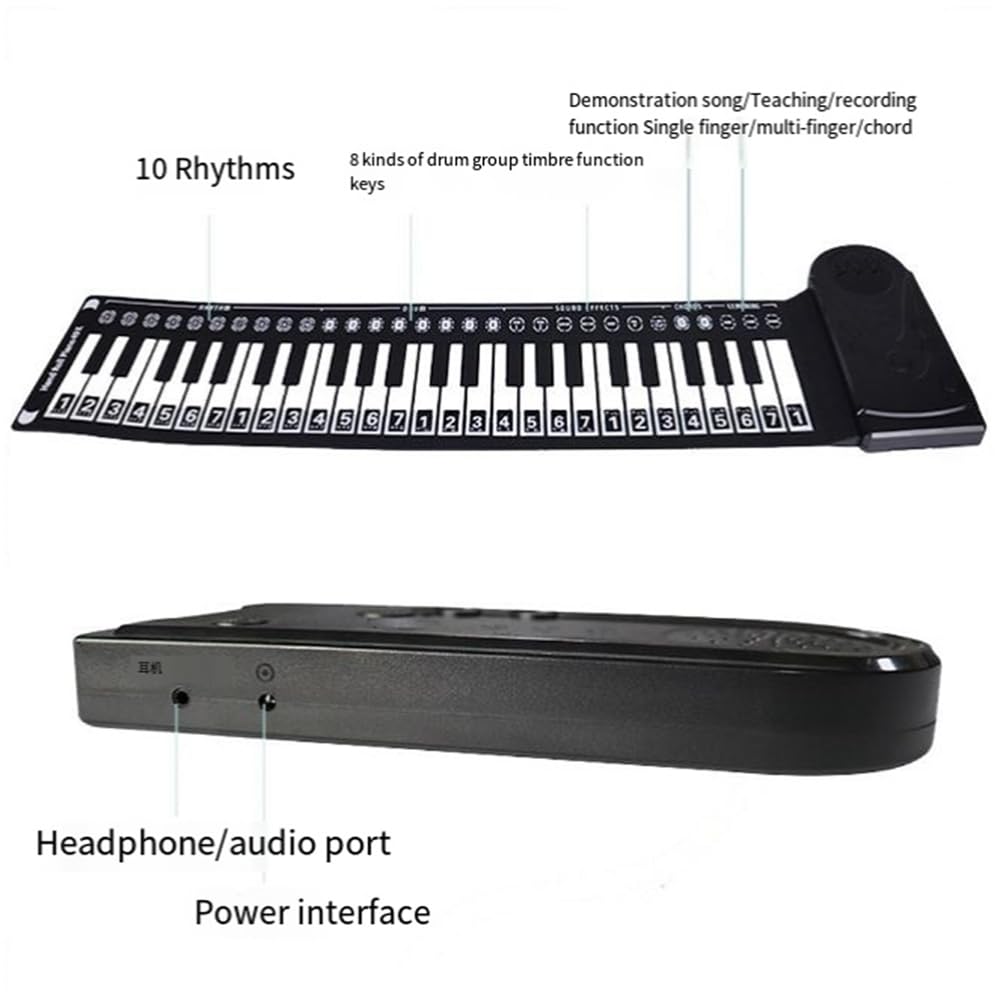 Pianino ręczne z 49 przyciskami z głośnikiem, przenośne, składane pianino dziecięce, instrument do nauki gry na fortepianie dla początkujących