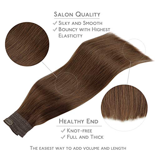 Image of WENNALIFE Wire Hair Extensions Real Human Hair 22 inch 120g Chocolate Brown Remy Hair Invisible Transparent Wire Straight Reusable Natural Easy to Apply Reusable Extensiones De Cabello Humano
