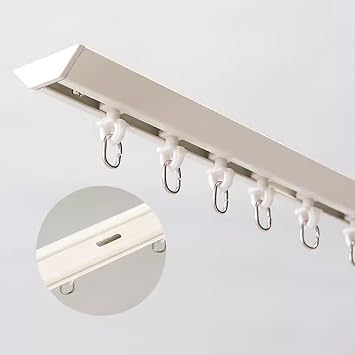 TREGOO Aluminum Curtain Single Rod with Accessories, 6 10 15 17 20 22 24 26 28 30 ft Divider Curtain Rail, V-Shape Ceiling Curtain Single Tracks for Bedroom/Office Color White, Size 4ft/1.2m