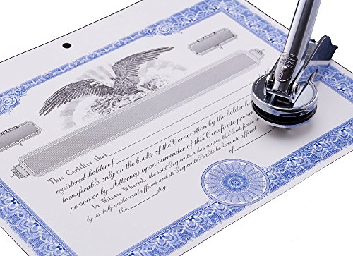 Corporate Kit (Blue) - Binder, Slipcase, Minutes & Bylaws, Stock Certificates, Index Tabs & Metal Corporate Seal #TOP2