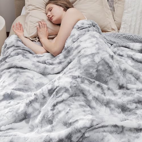 Bedsure Sherpa Fluffy Blanket – Tie-Dye, Queen 90x90
