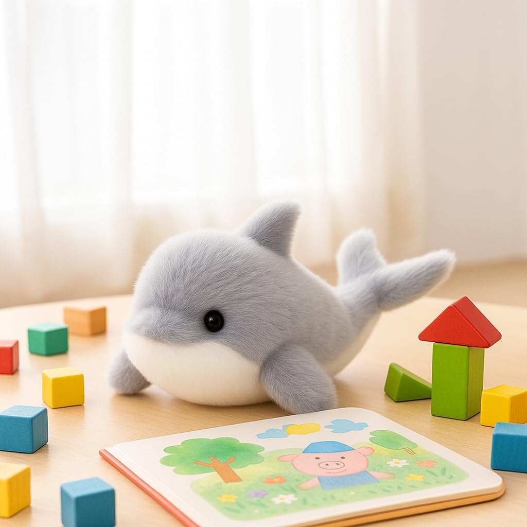 Adorable Dolphin Stuffed Animal Soft Gray Dolphin Plush Toy Cute Birthday Gift for Boys Girls Kids Toddlers