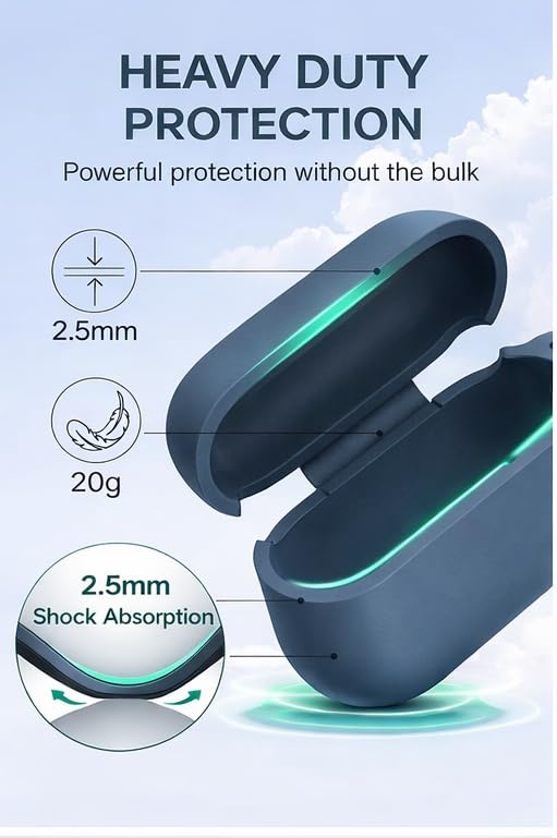 Image of Meyaar for AirPods Pro 3 Case 2025 with Cleaner Kit,Soft Silicone Protective Cases for Apple AirPods Pro 3rd Generation Case for Women Men,AirPod Pro 3 Cases Cover with Keychain (Slate Blue)