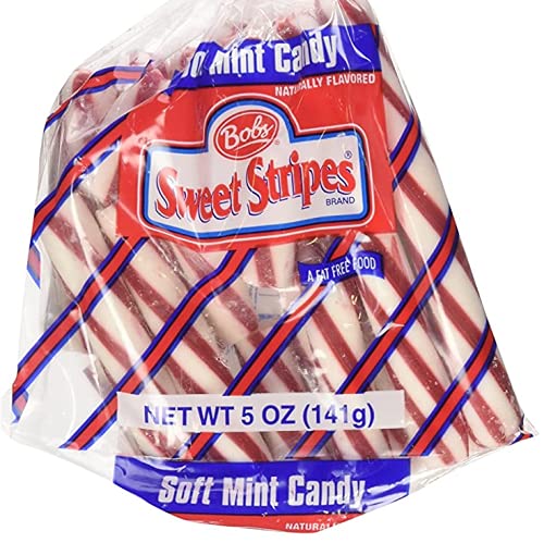 BCL Sweet Stripes Candy Canes 5 Ounce Soft Mint Candy Classic Gift (2 Packs), Stocking Stuffer & CUSTOM Storage Carrier