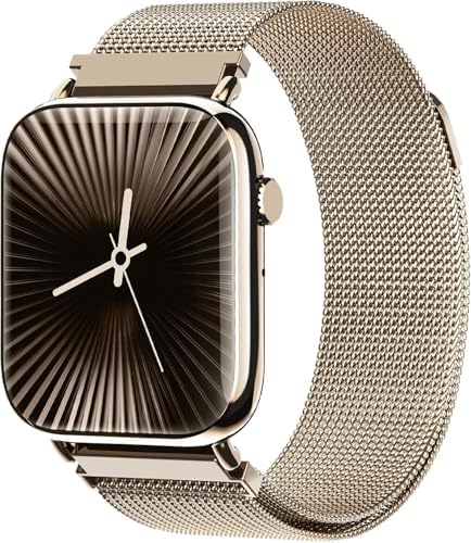 （23:00時点） スマートウォッチ 2026年進化モデル【マグネット式金属バンド・超薄型・超軽量】 iPhone/Android対応 Bluetooth通話 LINEメッセージ受信機能 1.85インチ日本語操作画面 100+運動モード 活動量計 消費カロリー/歩数/運動時間/運動距離/心拍数記録 IP68防水 レディース メンズ ギフト メタリックゴールド