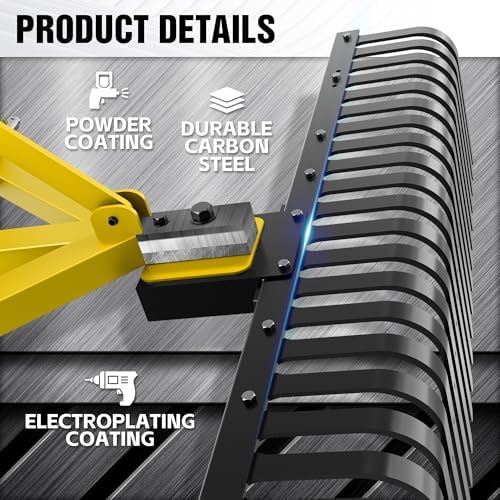 Close-up view of YZONA Rock Rake's reinforced teeth, demonstrating durability and robust construction.