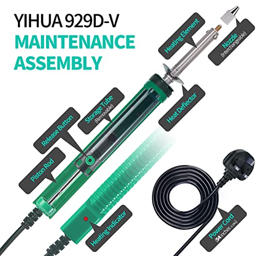 Yihua 929D-V Electric Desoldering Soldering Iron Solder Sucker Desoldering Pump With Shorter Charging Handle And Desoldering Nozzles 1.0Mm 1.2Mm For Through-Hole Desoldering thumb #2
