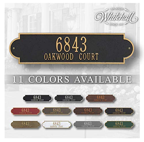 Whitehall™ Personalized Cast Metal Address plaque -THE RICHMOND ESTATE Plaque. Made in the USA. BEWARE OF IMPORT IMITATIONS. Display your address and street name. Custom house number sign.