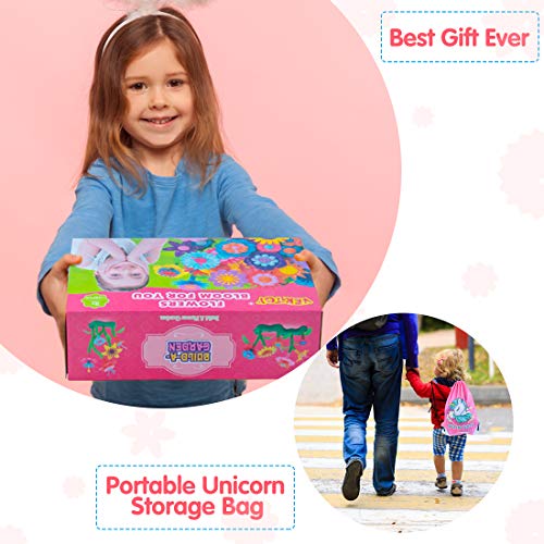 Vertoy Gifts For 3 4 5 6 Year Old Girls, Flower Garden Building Toys Set For Toddlers, Stem Preschool Activities And Gardening Pretend Playset, Stacking Game For Age 3+ Little Kids #TOP5