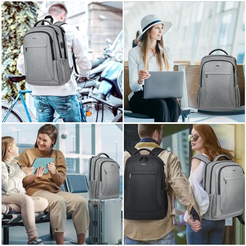 Voova 15.6 Inch Travel Laptop Backpack with USB Port, Grey - image 2