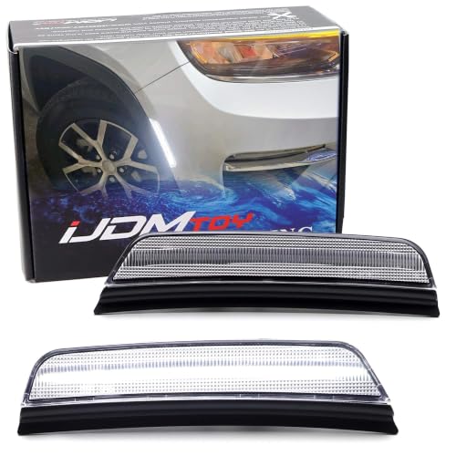iJDMTOY Semi-Clear Lens 36-SMD White Full LED Front Bumper Side Marker Light Kit Compatible With Jeep 2021-up Grand Cherokee, Replace OEM Amber Front Sidemarkers