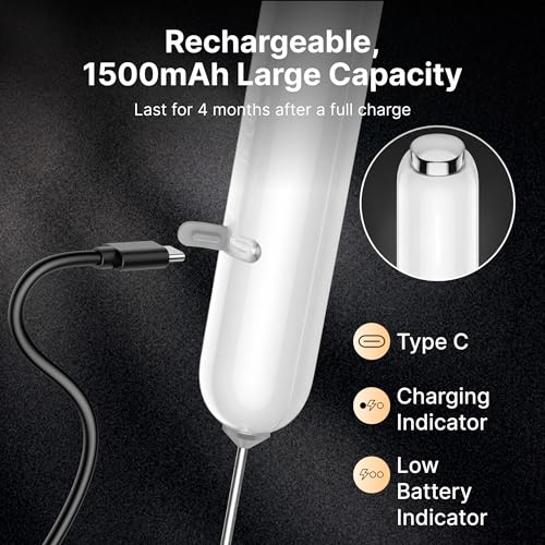 Image of InstaWhisk Milk Frother with Variable Speed, Rechargeable Coffee Frother Wand with Detachable Double Whisk, Handheld Electric Stirrer for Latte, Cappuccino, Matcha, Almond Milk, Protein, White