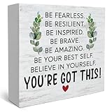 You Got This Inspirational Quote Wooden Box Sign Desk Decor Thank You Gifts for Women Men Coworker Friend, Inspirational Office Decor Appreciation Gifts Decorative Sign