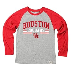 Wes and Willy NCAAA Kids LS Raglan Tee,Houston Cougars,L,Cherry