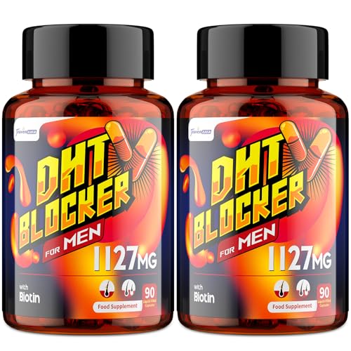 Truvenzara DHT Blocker for Men 1127mg Advanced Hair Growth Supplement in Liquid-Filled Capsules with Biotin Vitamins & Herbal Complexes High Absorption (90 Count (Pack of 2))