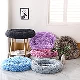 Comlax Beruhigende Donut Hundebetten Großer, Rundes Kissen mit abnehmbarem waschbarem Bezug, Anti-Angst-Kunstfell-Kuscheltier, Flauschiges, bequemes, pelziges Haustierbett (70cm, Rosa)