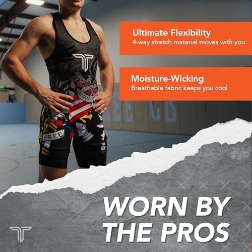 Takedown Wrestling Singlet for Men – Lightweight Compression Fit Wrestling Gear for Powerlifting & Workouts (Blue, 2X-Large) - Thumbnail 3