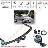 D-Wert: 8,40 kN AHK Anhängerkupplung mit Elektrosatz 7 polig für Nissan Almera Tino 2000-2007 Anhängevorrichtung Hängevorrichtung - starr, mit angeschraubtem Kugelkopf