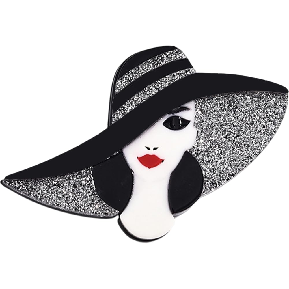 Fituenly Women's Shiny Brooches Acrylic Brooches Mother's Day Aesthetic Brooches Stylish Character Pin For
