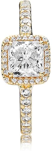 Vista 3 de Pandora Anillo de circonita cúbica de elegancia atemporal en oro 14K, talla 7, Metal