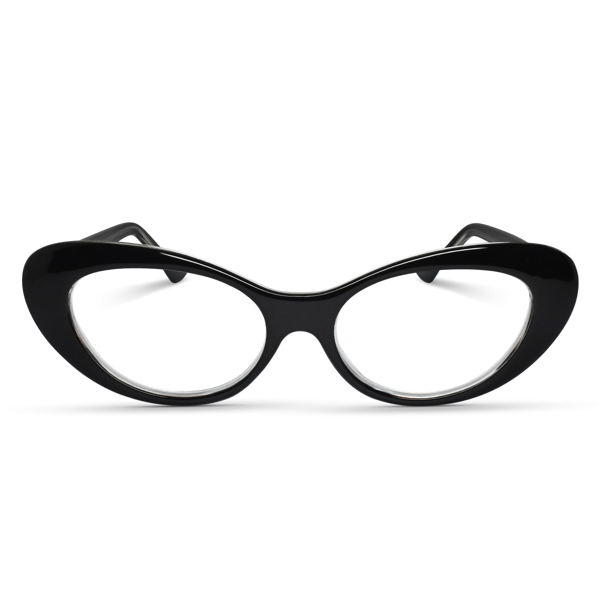 Photo 1 of 2SeeLife Oversized Cat Eye Reading Glasses for Women – Medium-Large Fit, Sturdy Frame, Spring Hinges, Premium Cateye Readers, Black, +1.50