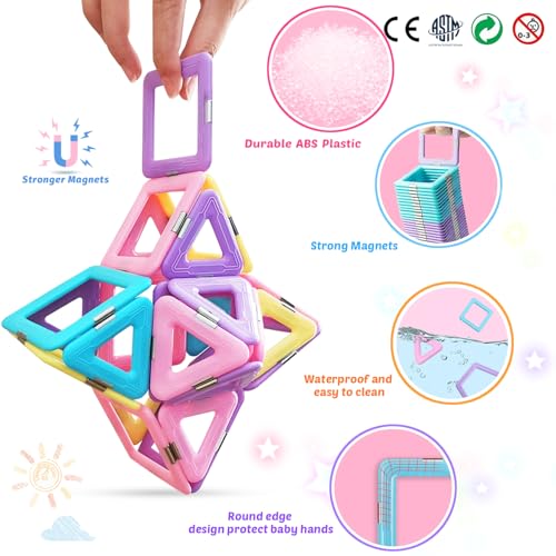 Dumma MAGNETIC TILES-40PCS Tiles Toys For 3 4 5 6 7 8+ Year Old Boys Girls Upgrade Macaron Castle Blocks Building Set thumb #7