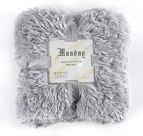 Dricar Fluffy Blankets, Super Soft Large Cozy Faux Fur Throw Blanket Washable Decorative Warm Shaggy Blanket for Sofa Chair Bed 200 x 160 cm (Grey)