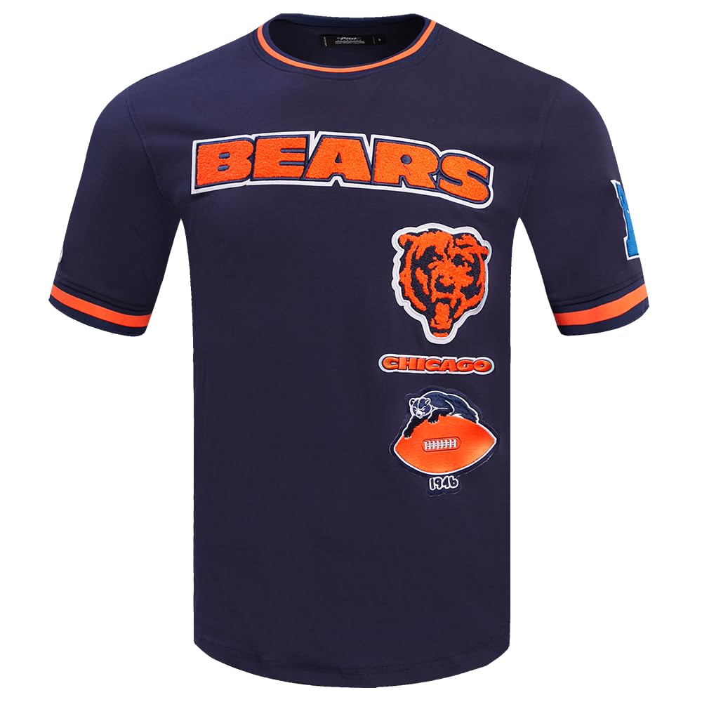 Pro Standard Mens NFL Chicago Bears Retro Classics Short Sleeve Tee Midnight Navy/Orange/Midnight Navy M โ image 1