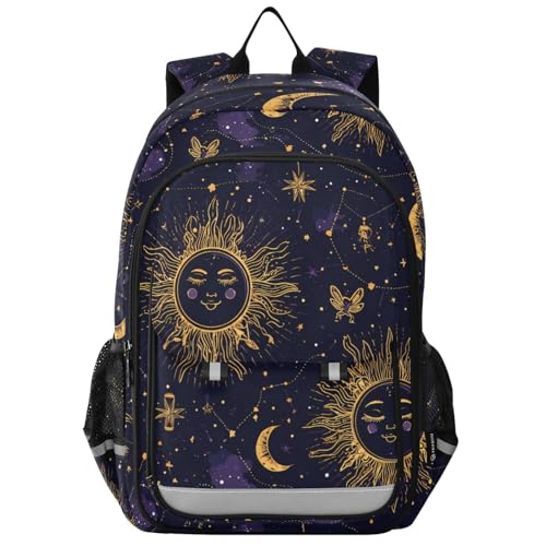 Sac à dos ordinateur portable lycée motif lune et soleil pour voyage quotidien
