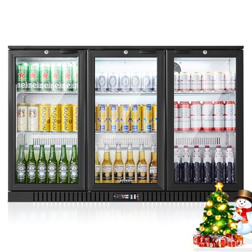 Image of BODEGA BODEGACOOLER Back Bar Cooler with 3 Glass Doors,11.4 Cu.Ft Commercial Bar Beverage Refrigerator Under Counter,Large Display Bar Fridge for Beer Soda Wine LED Lighting,DOE Approved