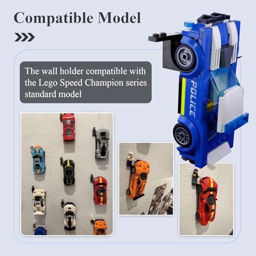 15 Pcs Wall Mount Fit for Any Lego Speed Champions Sets, Wall Bracket for Lego Speed of Champions Brick Cars with a Base for The Pilot/Figure, Display Collectible Cars by Wheels on Wall, Black by WFCYX - Image 3
