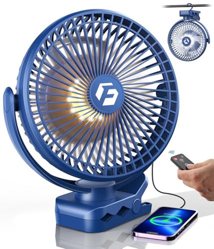 Image of Korbot 8-inch Clip on Fan -20000mAh Portable Fan Battery Rechargeable with 3 Speeds and Strong Airflow, USB Fan Small Desk Fan Personal Quiet Fan for Office Stroller Bedroom and Camping.