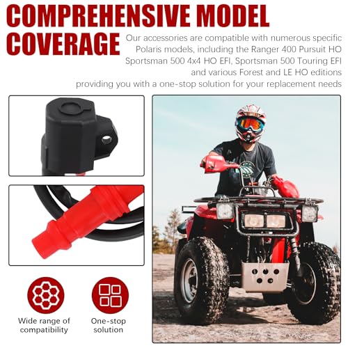 Image of Premium Ignition Coil & Spark Plug Set Compatible with Polaris Ranger 400 500 & Sportsman 400 450 500 HO 4x4 6x6 ATV Models 2004-2013 (OEM Part #3089239)