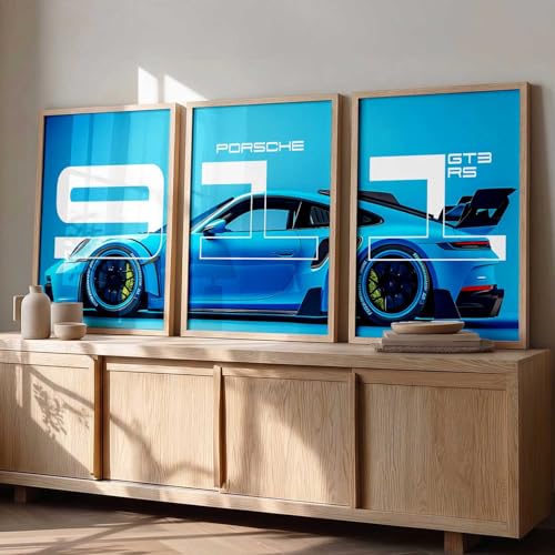 Image of kotart Big Sports Car Framed Posters Gift Items for Boys Room Wall Decoration Bedroom Living Room Office Studio Decor | Car Poster Frame for Wall Decor Set Of 3 Size (13 X 17 inch)
