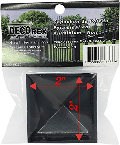 2" x 2" Aluminium Pyramid Post Cap for Metal Posts - Pressure Fit - Black (6 Pack)