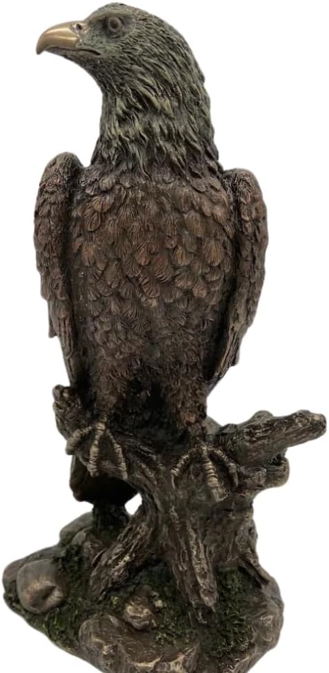 Eagle Garden Statue, Bronze-Look Decorative Bird Sculpture, Indoor Outdoor Home Decor