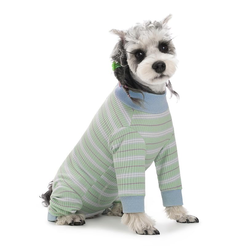 Image of Dog Surgery Recovery Suit for Small Dogs, 4-Legged Dog Onesie After Surgery with Back Snaps, Breathable Cotton Spay and Neuter Bodysuit for Female and Male Dogs