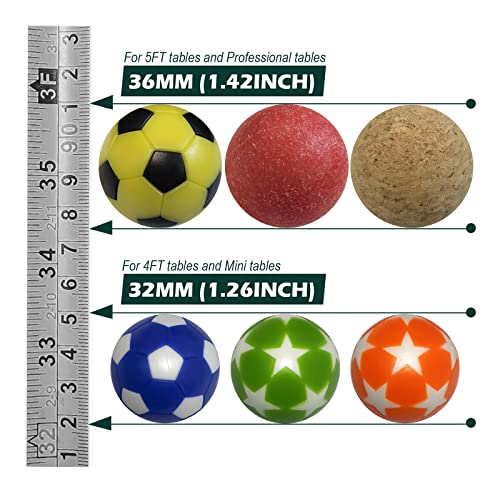 Joovon 1.42 Inch Foosball Table Balls 1.26 Inch Foosball Balls For Foosball Tabletop Game Foosball Ball Accessory Replacements Multicolor With The Plastic Box #TOP2